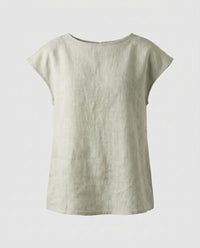 Romy Casual Linen Top in Light Green