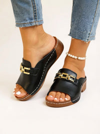 Romy Slip Sandals in Black