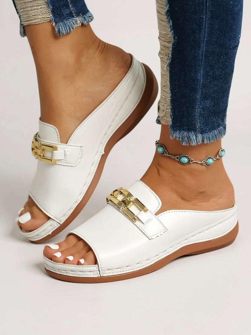 Romy Slip Sandals in White