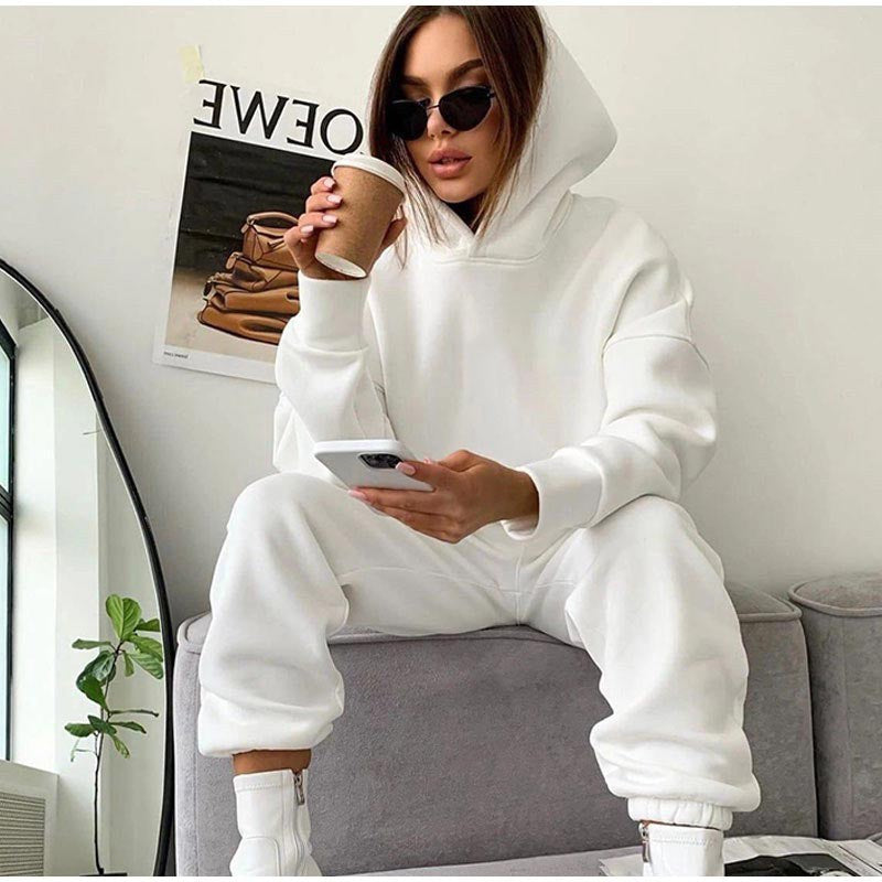 Romy Suit with Elastic Waist and Hood in White