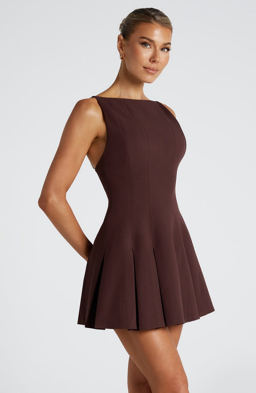 Hazel Mini Dress – Plum Brown