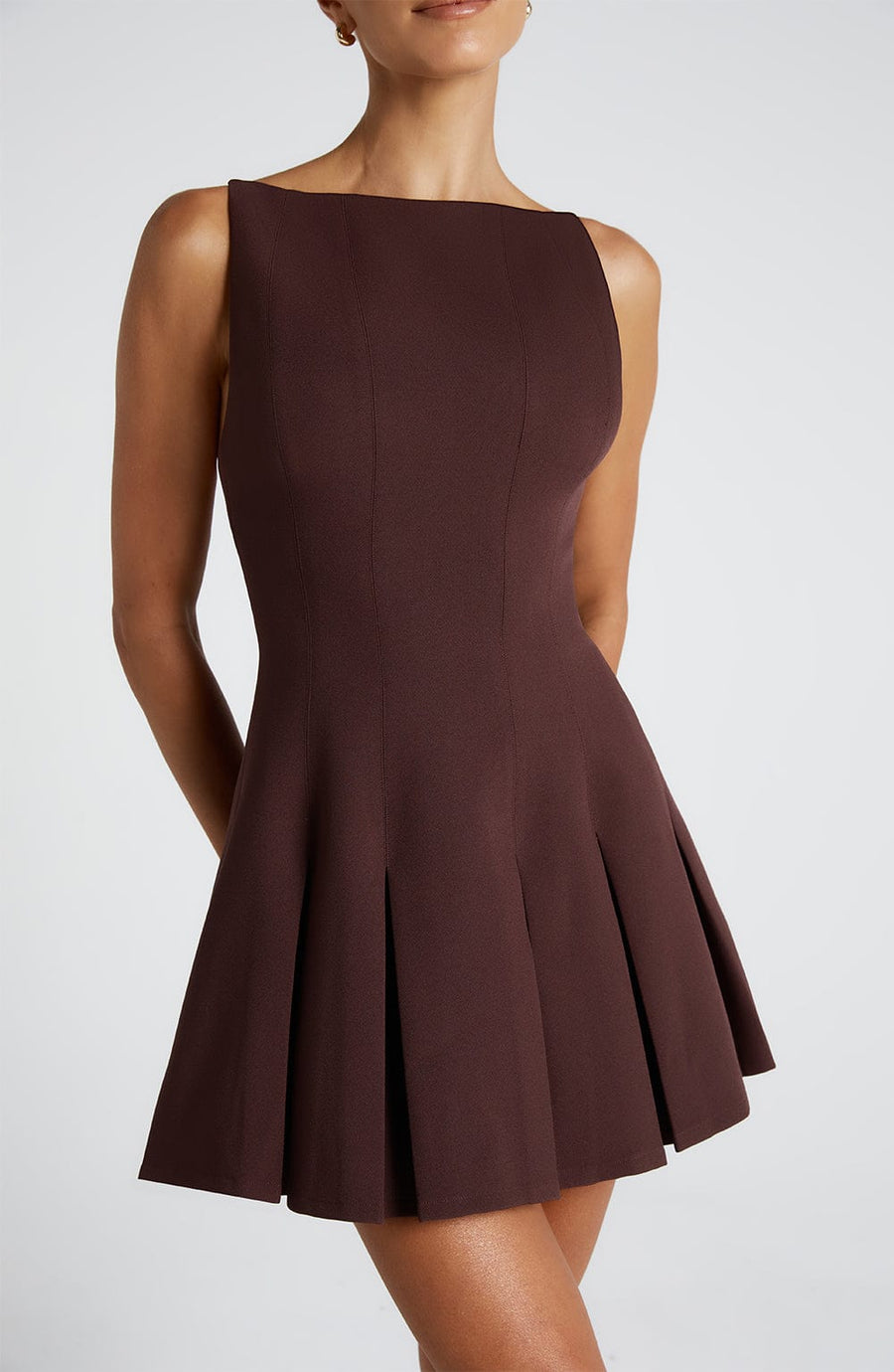 Hazel Mini Dress – Plum Brown