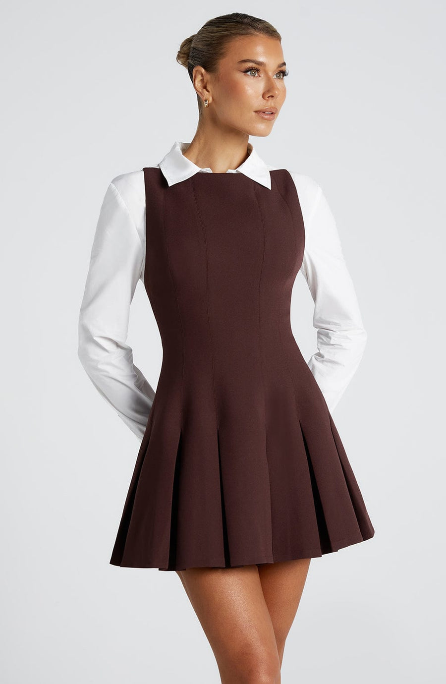 Hazel Mini Dress – Plum Brown