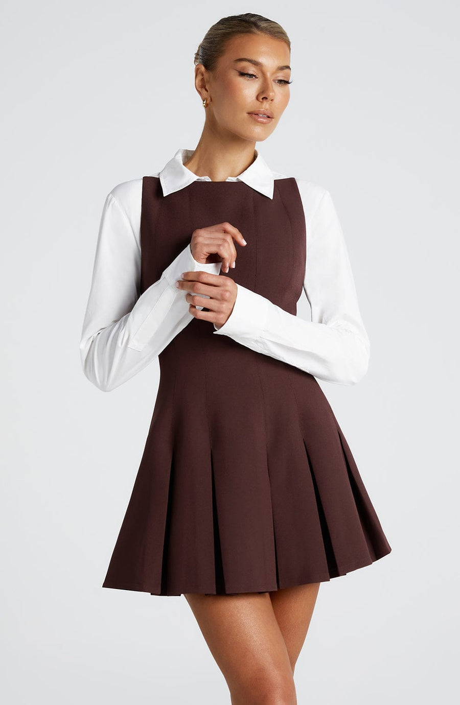 Hazel Mini Dress – Plum Brown