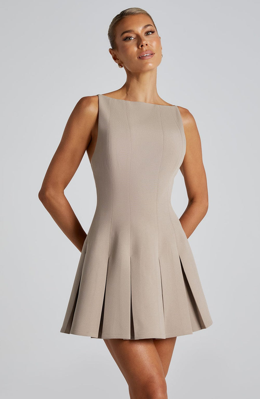 Hazel Mini Dress – Taupe