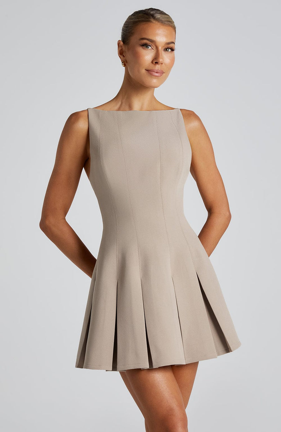 Hazel Mini Dress – Taupe