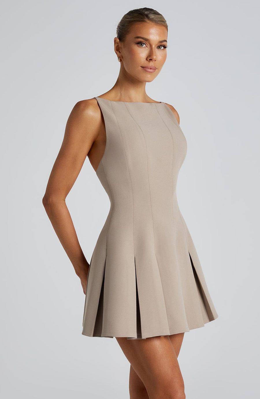 Hazel Mini Dress – Taupe