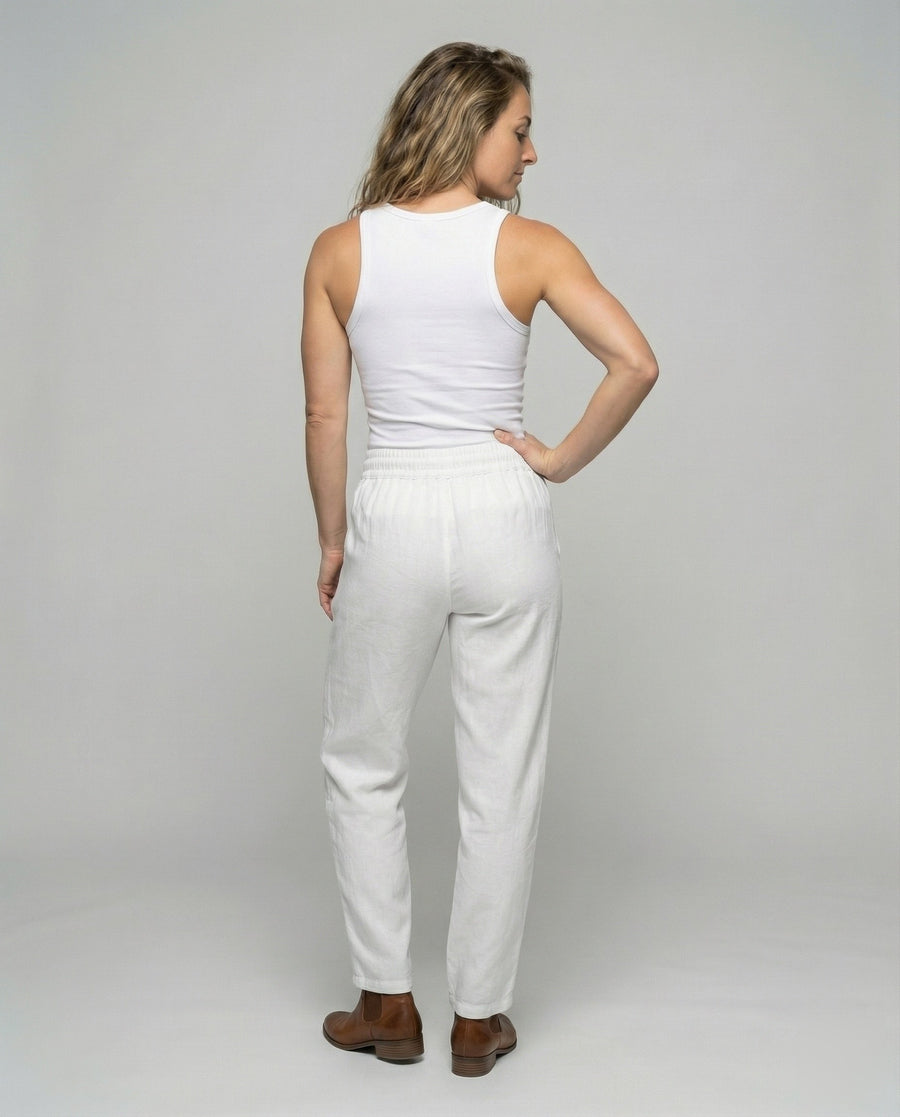 Rosa Lightweight Linen Trousers with Side Pockets and Pockets