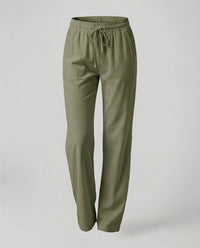 Rosa Lightweight Linen Trousers with Side Pockets and Pockets in Green