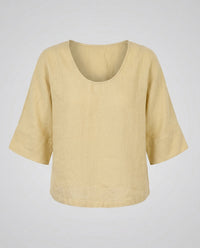 Rosalie Casual Linen Top in Light Yellow