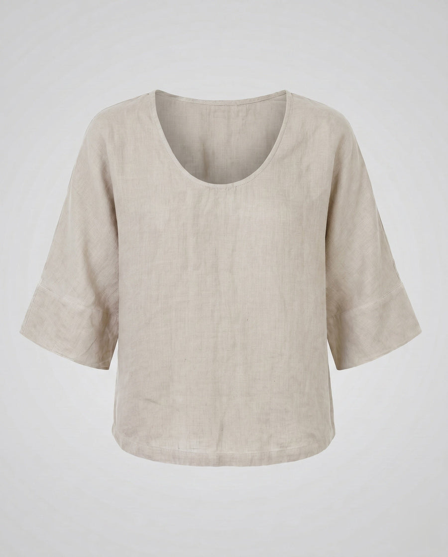 Rosalie Casual Linen Top in Rauchweiß