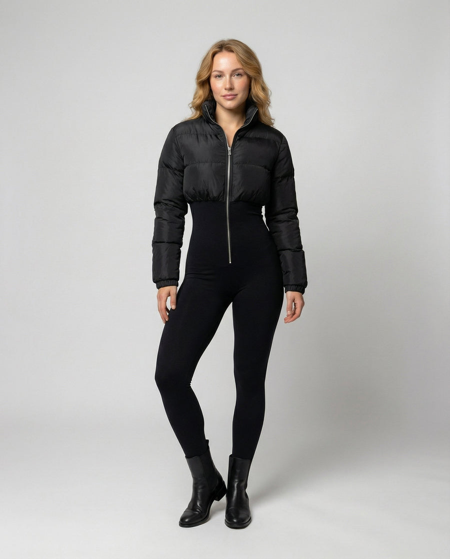 Rosalie Warm Jacket with Fitted in Schhwarz