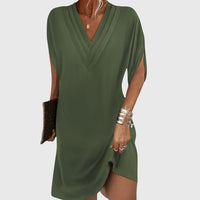 Ingrid | Draped V-Neck Flowy Midi Dress