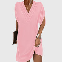 Ingrid | Draped V-Neck Flowy Midi Dress