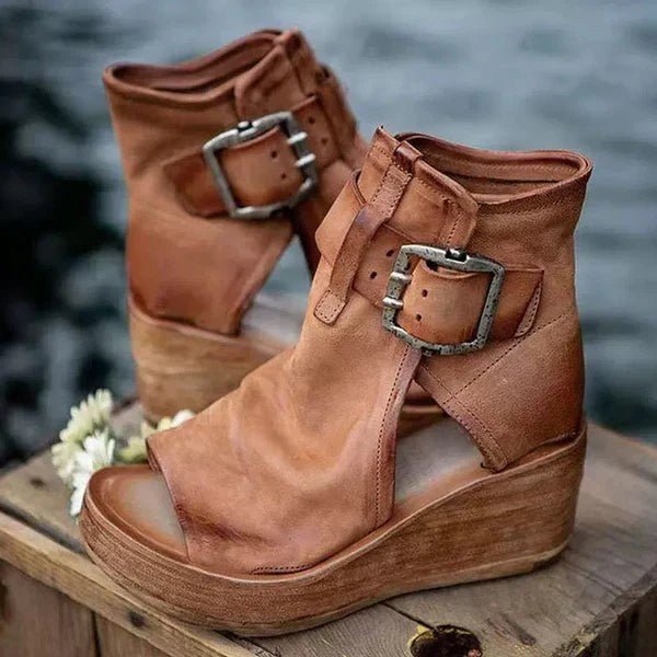 Rosamund Women's Ankle Strap Wedge Sandals in Brown