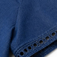 Rosamund Women's Denim Midi Dress with Eyelet Trim