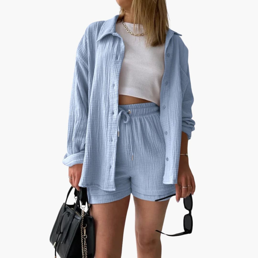 Rosa™ Chic and Casual Two-Piece Set in Light Blue