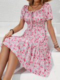Rosavel Women's Floral Midi Dress Square Neck