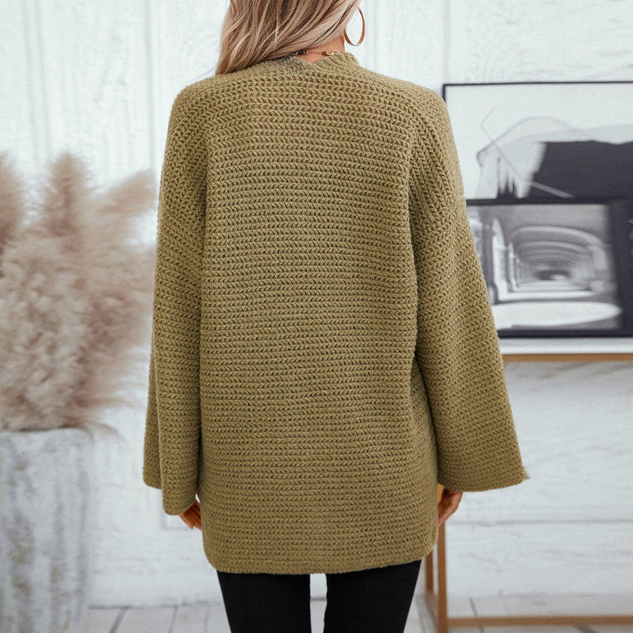 Rose Airy Knit Cardigan with Pockets