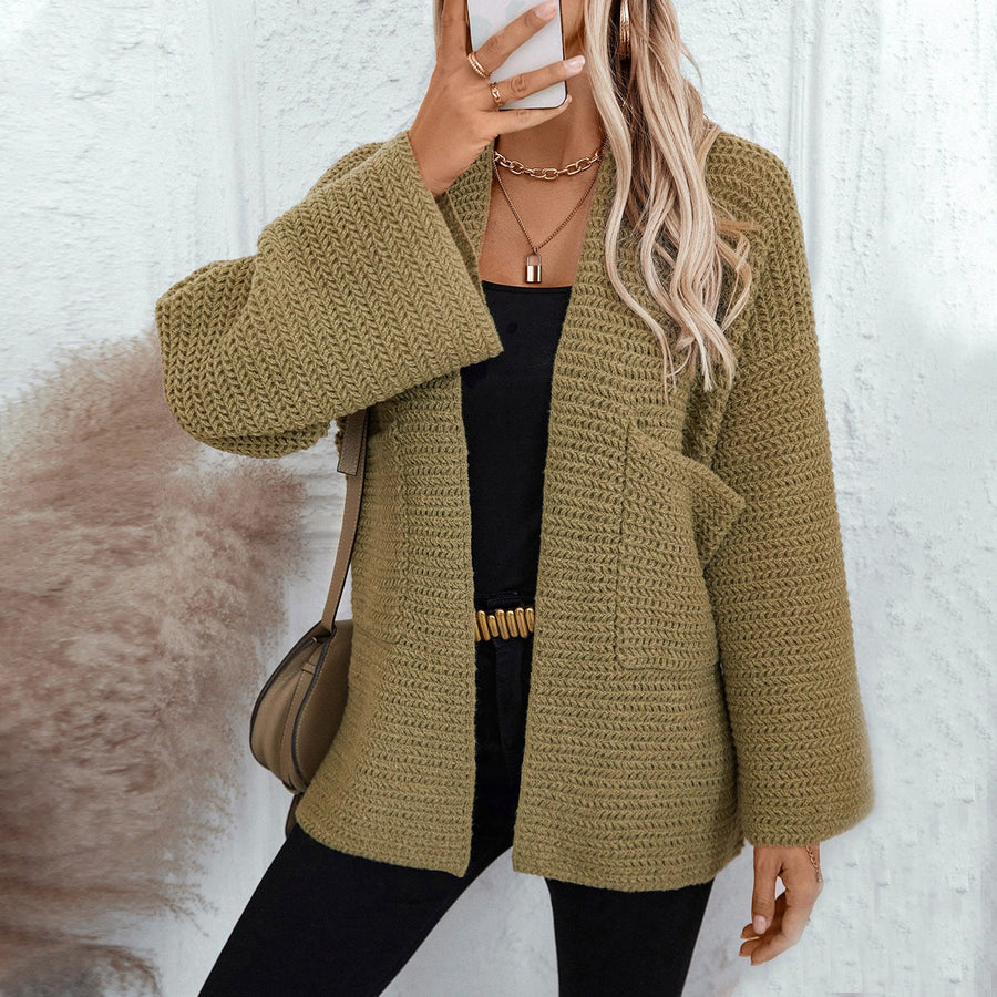 Rose Airy Knit Cardigan with Pockets