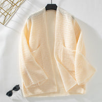 Rose Airy Knit Cardigan with Pockets in Apricot