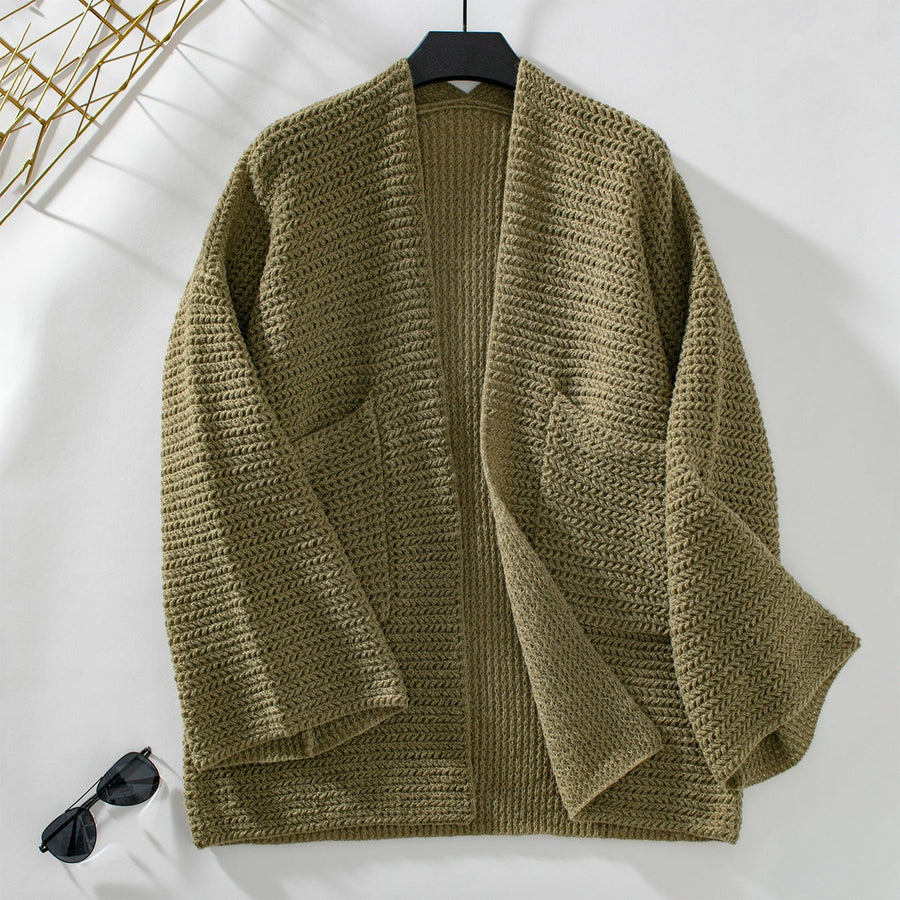 Rose Airy Knit Cardigan with Pockets in Mustard