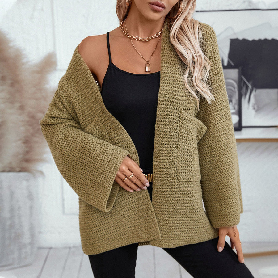 Rose Airy Knit Cardigan with Pockets