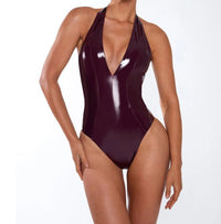 Rose Bodysuit with V-Neck in Wine Red