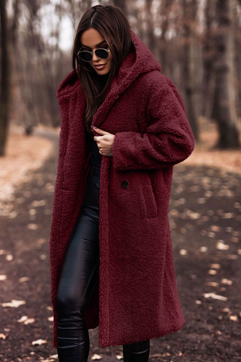 Rose Coat in Wine Red