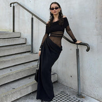 Rose Elegant Maxi Dress in Black