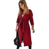 Rose Elegant Trench Coat with Pockets and Belted
