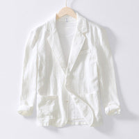 Rose Linen Blazer in White