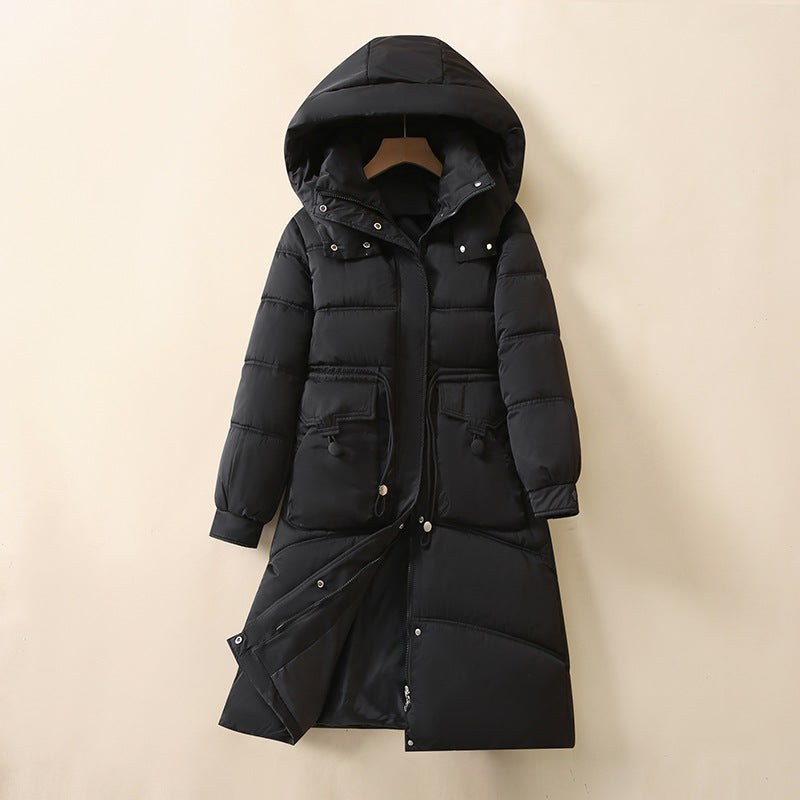 Rose Warm Jacket with Pockets and Hood in Black