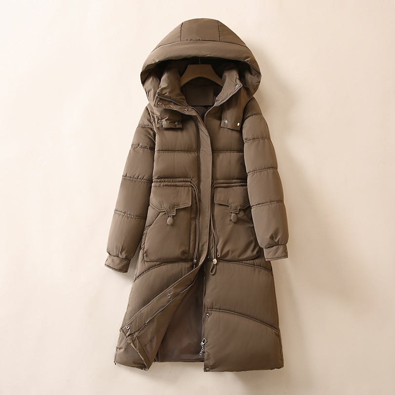 Rose Warm Jacket with Pockets and Hood in Brown