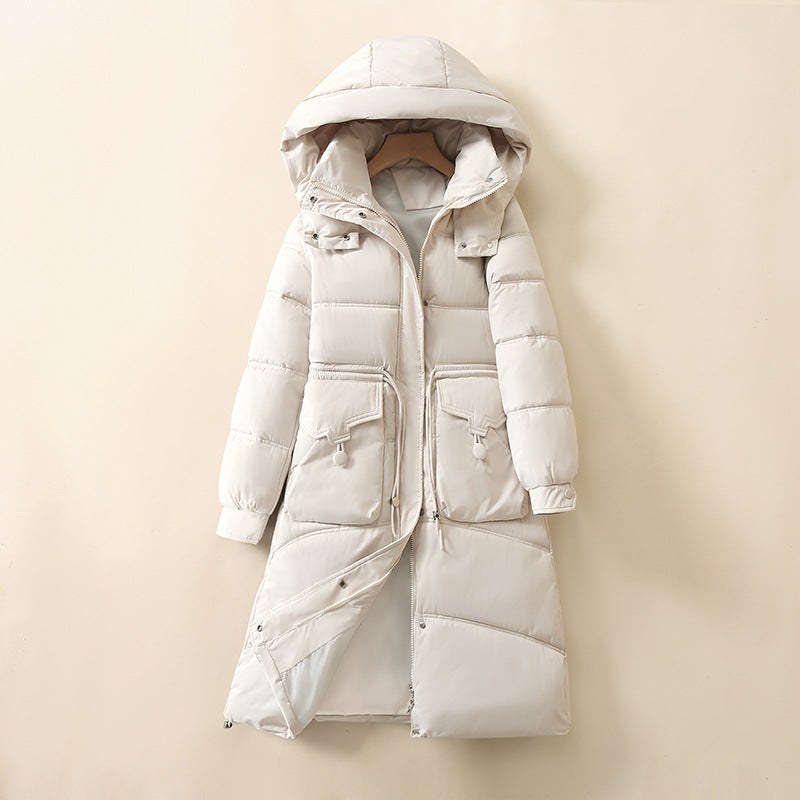 Rose Warm Jacket with Pockets and Hood in White