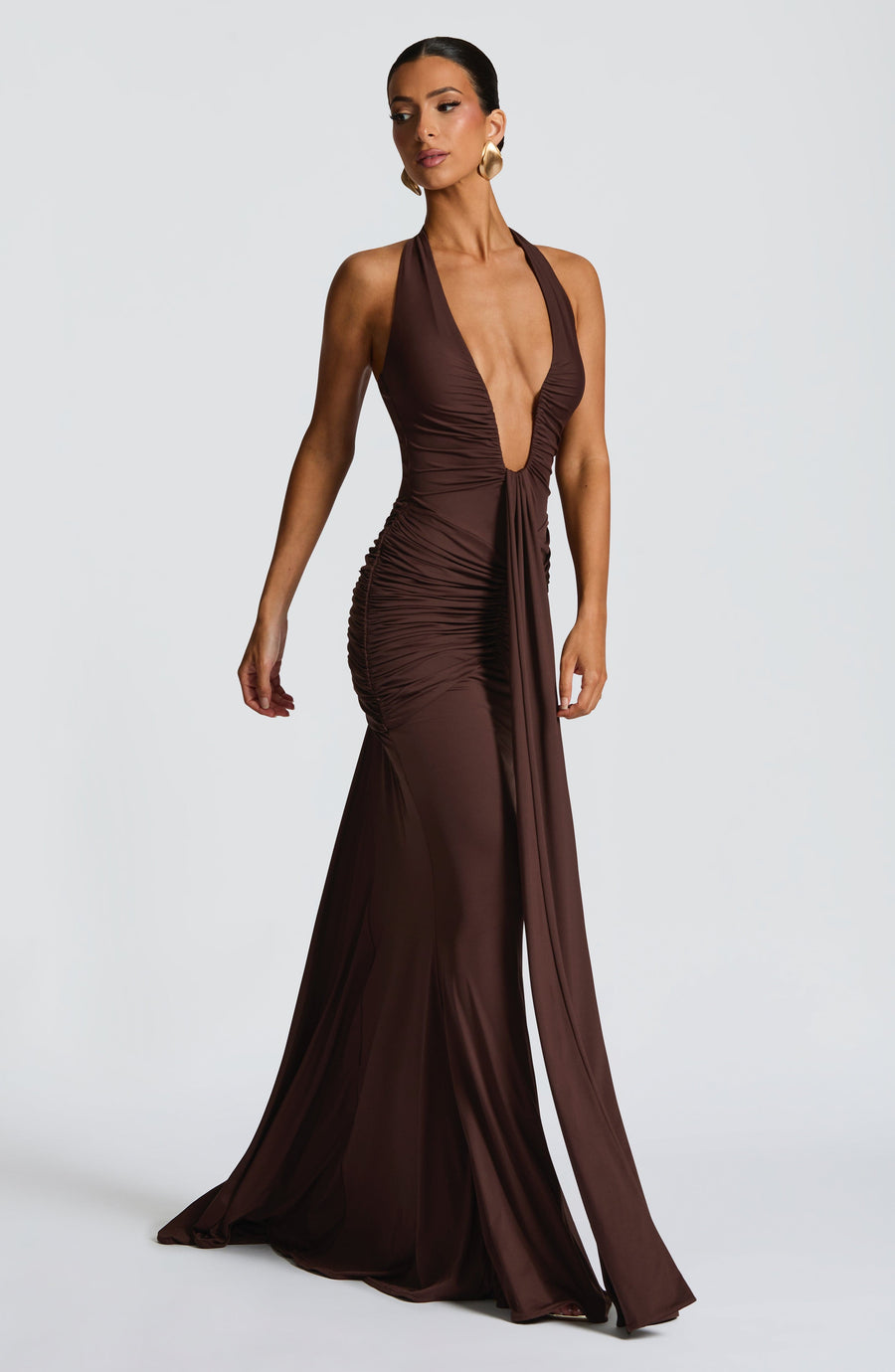 Leslie Maxi Dress – Plum Brown