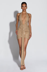 Leslie Mini Dress – Gold Sparkle