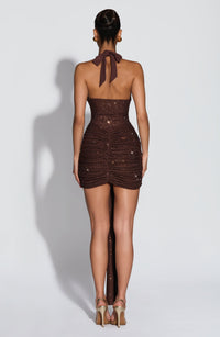 Leslie Mini Dress – Plum Brown Sparkle