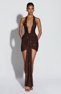 Leslie Mini Dress – Plum Brown Sparkle