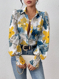 Rowan Blouse with Puff Sleeve in Blue