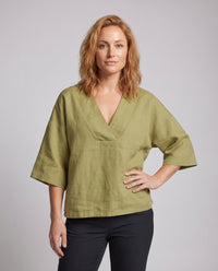 Rowan Casual Linen Top with V-Neck