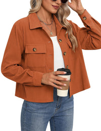 Rowan Corduroy Jacket with Chest Pocket and Pockets in Orange