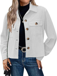 Rowan Corduroy Jacket with Chest Pocket and Pockets in White