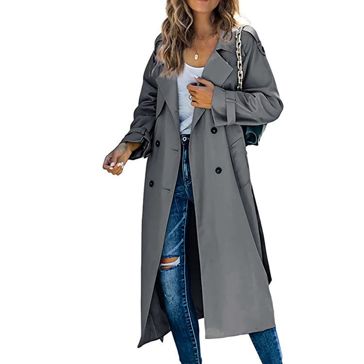 Rowan Elegant Trench Coat in Grey
