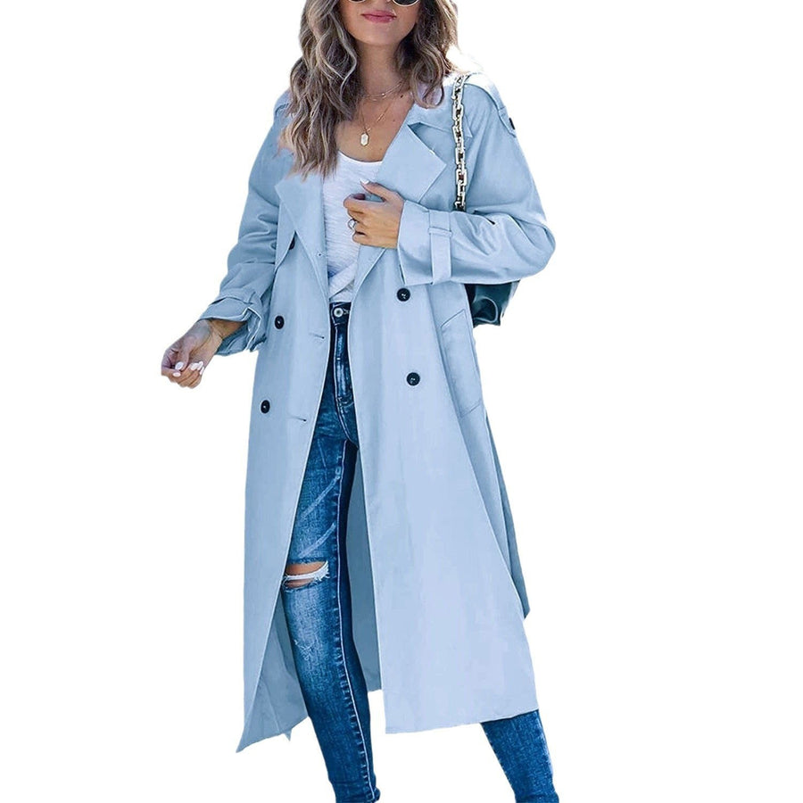 Rowan Elegant Trench Coat in Sky Blue