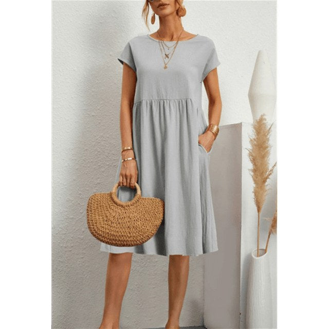 Rowan Linen Dress in Grey