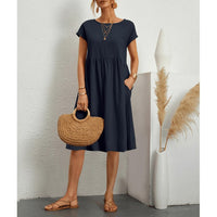 Rowan Linen Dress in Navy