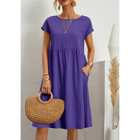 Rowan Linen Dress in Purple
