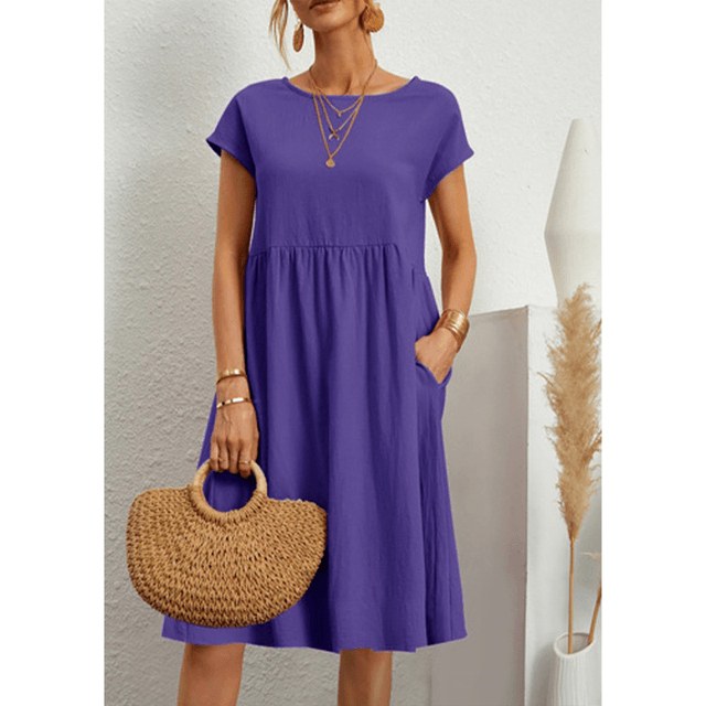 Rowan Linen Dress in Purple