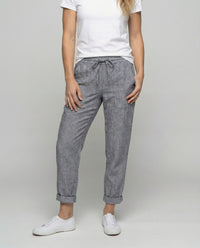 Roxane Casual Linen Blend Trousers with Drawstring Waist and Side Pockets